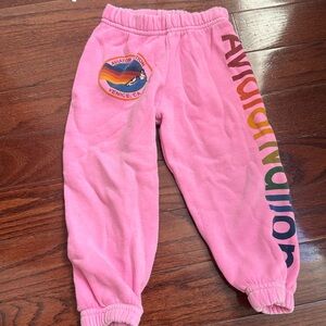 Aviator Nation Pink Sweatpants with Rainbow Logo